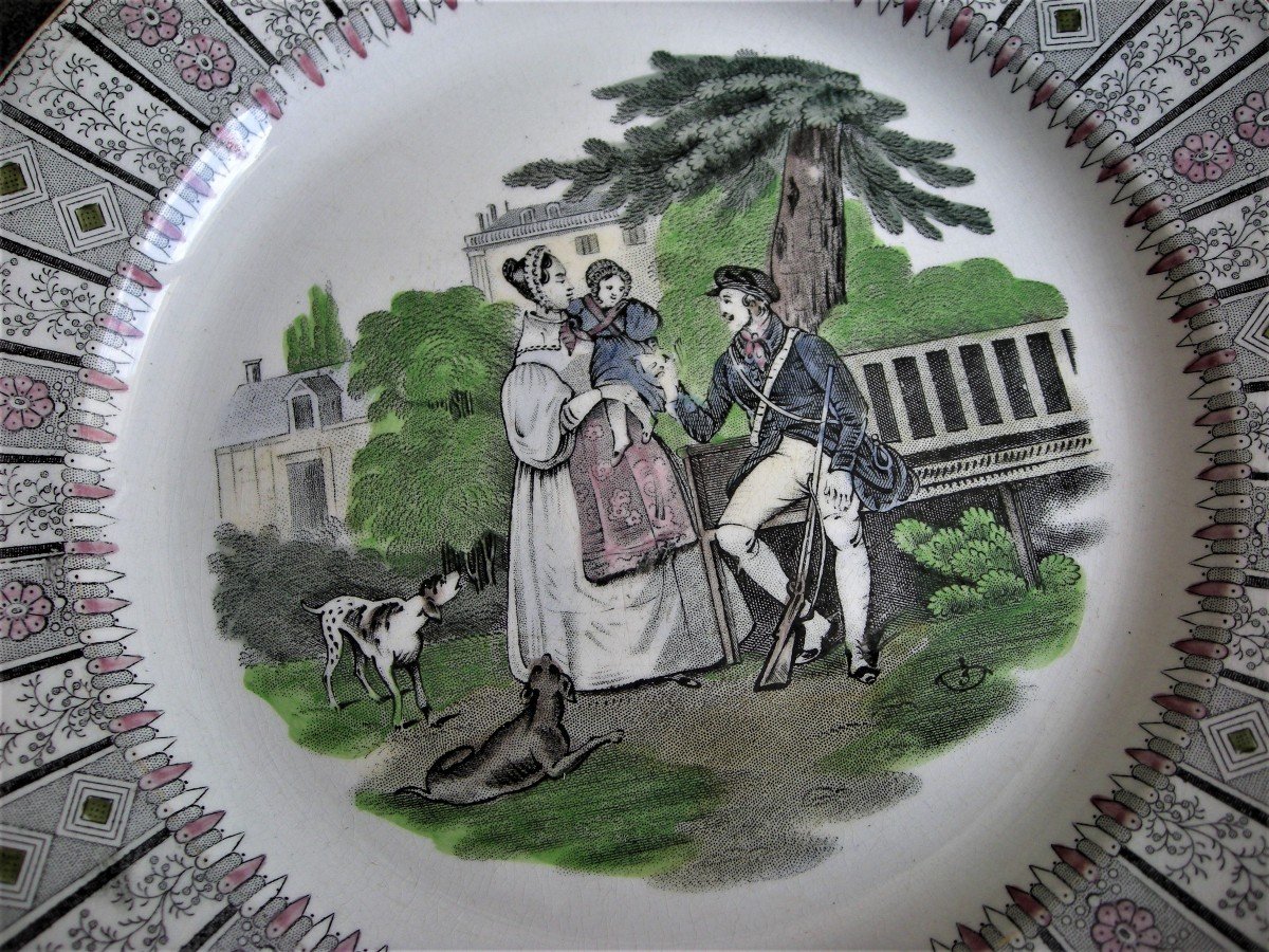 6  ASSIETTES  PORCELAINE  OPAQUE  1839  DECOR -photo-2