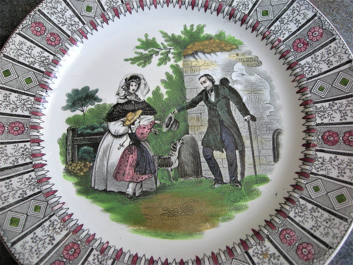 6  ASSIETTES  PORCELAINE  OPAQUE  1839  DECOR -photo-7