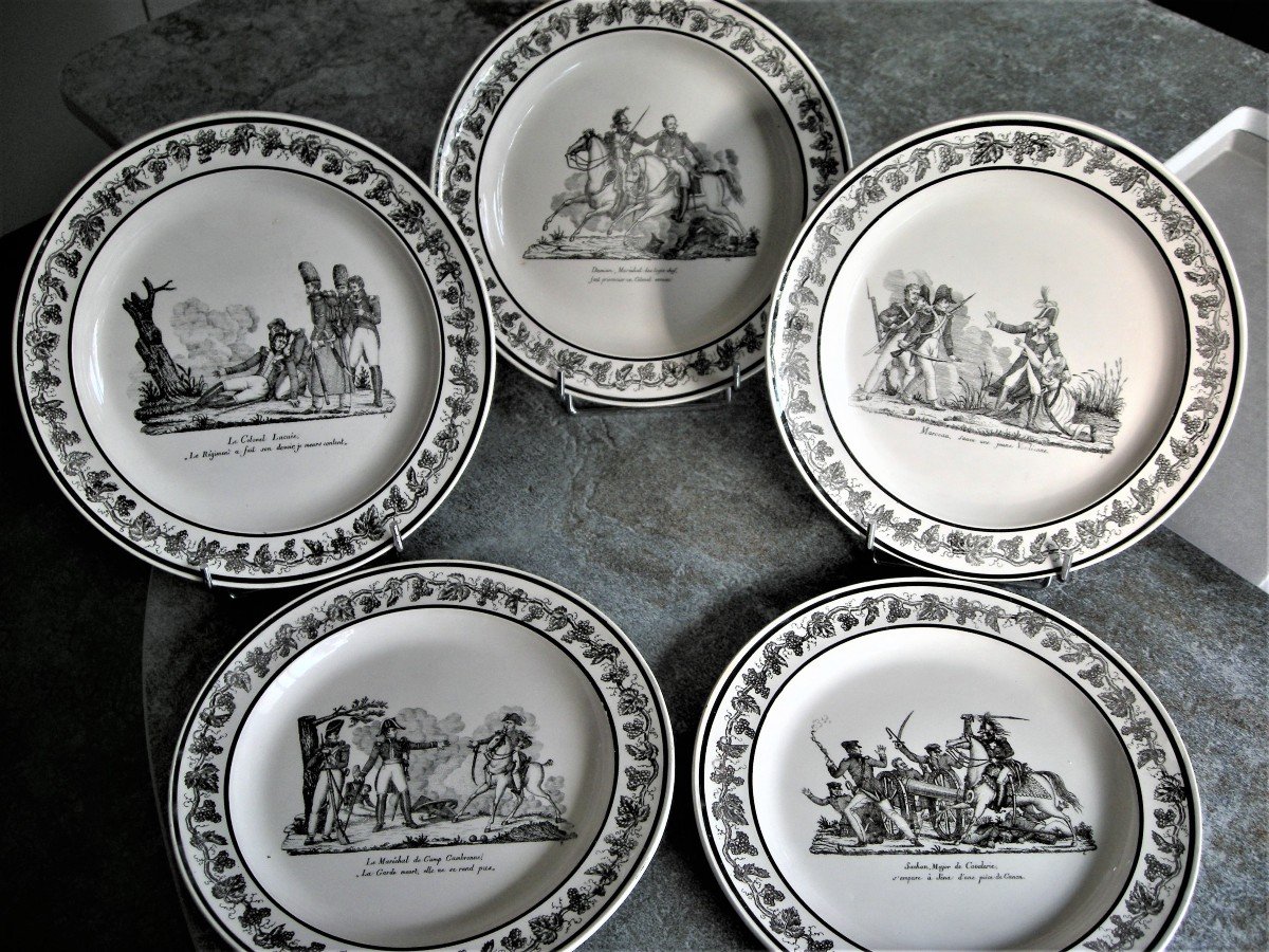 5 Plates On Napoleonic Battles Signed Choisy Le Roi-photo-7