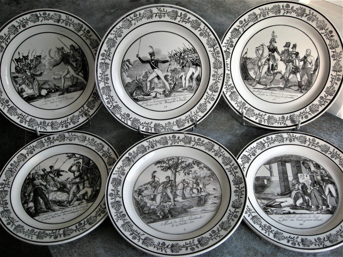 6  Assiettes  Decor  Batailles  Napoleoniennes  De  Choisy Le Roi