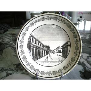 Plat Rond Faience Fine1824 Decor Grisaille De Choisy Le Roi