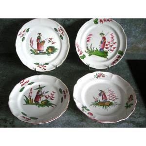 Lot Of 4 Old Eastern Earthenware Plates  
