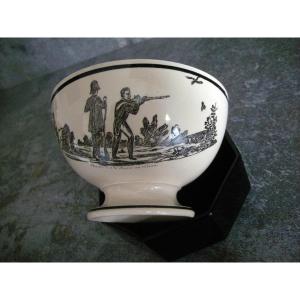 Fine Earthenware Bowl Grisaille Decor 1819 Signed Montereau