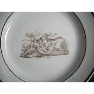 Assiette  Faïence  début  XIXème  TOUL  BELLEVUE