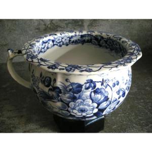 Pot  de  Chambre  Faïence  XIXème  " Flora "  de  Creil Montereau