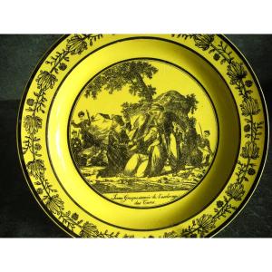 Assiette  Faïence  Jaune  sur  Indépendance  Grecque  1830  Choisy le Roi