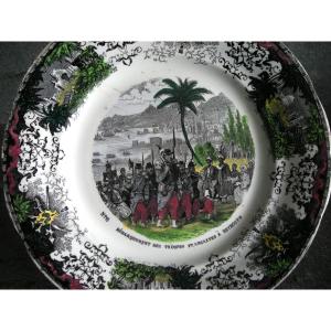 Assiette  Faïence  XIXème  "  Les  Massacres  des  Chrétiens  au  Liban - Syrie  "