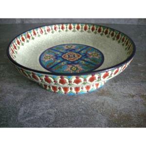 Coupe  sur  pied  en  émaux  XXème  Art  Déco  Longwy