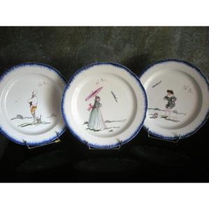 3 Earthenware Plates By Félix Bracquemont 
