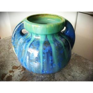 20th-century Art Deco Stoneware Vase, Signed Pierrefonds