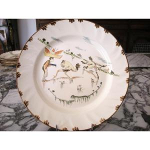 Plat Faïence Polychrome " Service Parisien " 1878 Creil et Montereau