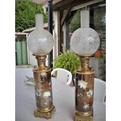 Pair Of Lamps In Barbotine Signed Dominique Grenet De Gien