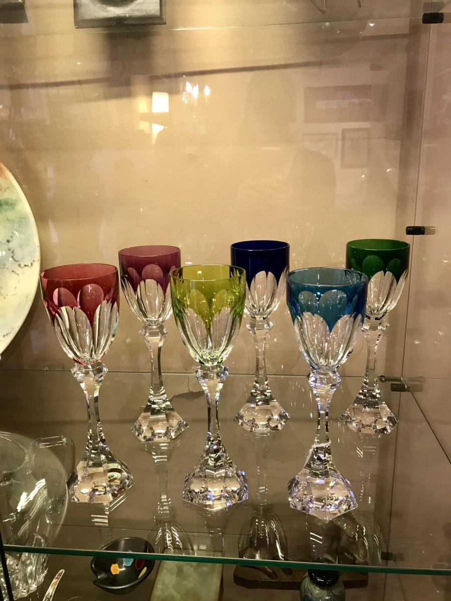 service verres de couleur en cristal Saint Louis Modèle Chambord 