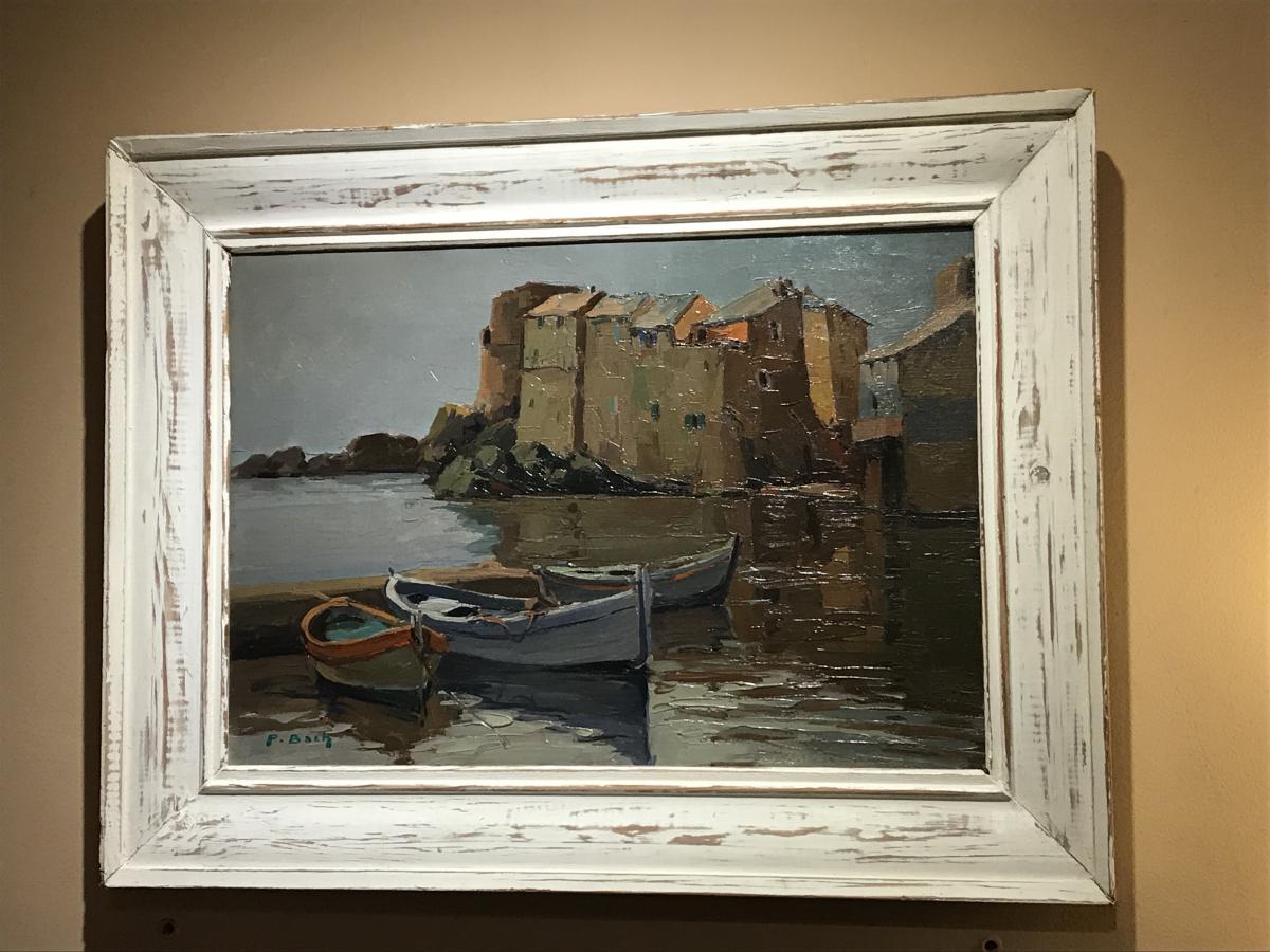 Tableau ancien Corse marine Pierre Bach Erbalunga peinture huile sur toile