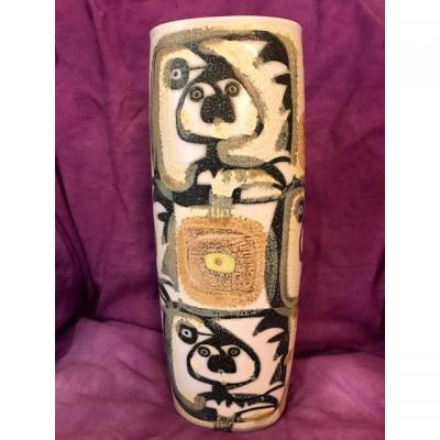 Grand Vase Vintage Cylindrique Scandinave Nils Thorsson
