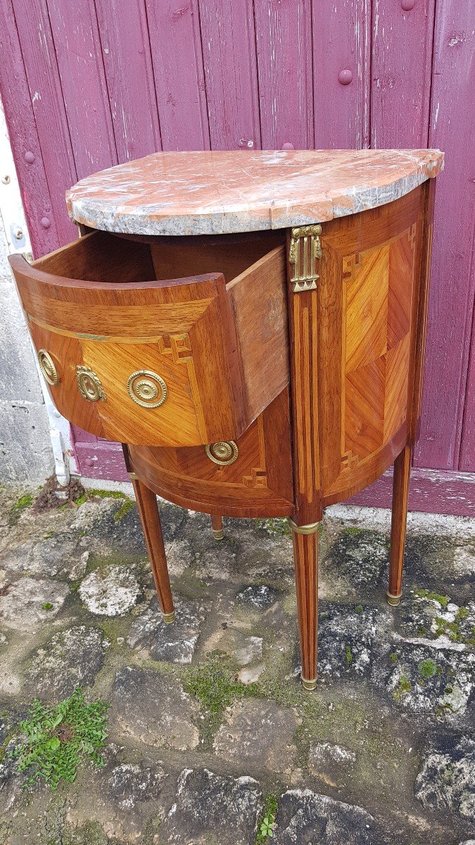 Small Marquetry Chest Of Drawers With Marble Top-photo-2