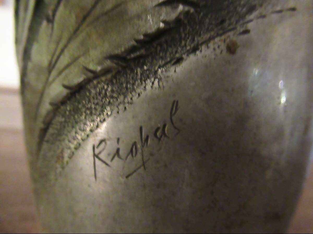 Vase En étain Art Nouveau Signé " Rispal "-photo-2