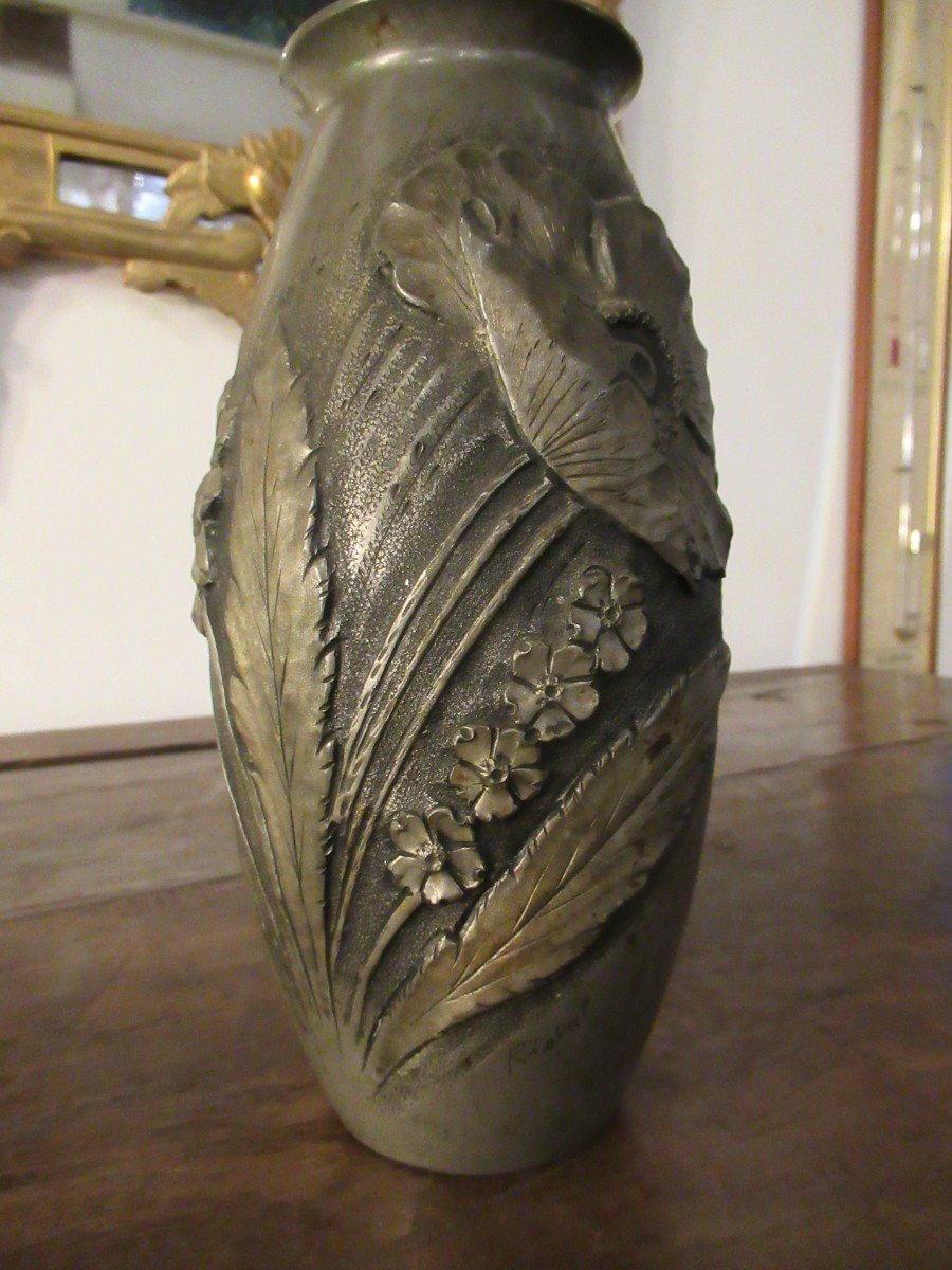 Vase En étain Art Nouveau Signé " Rispal "