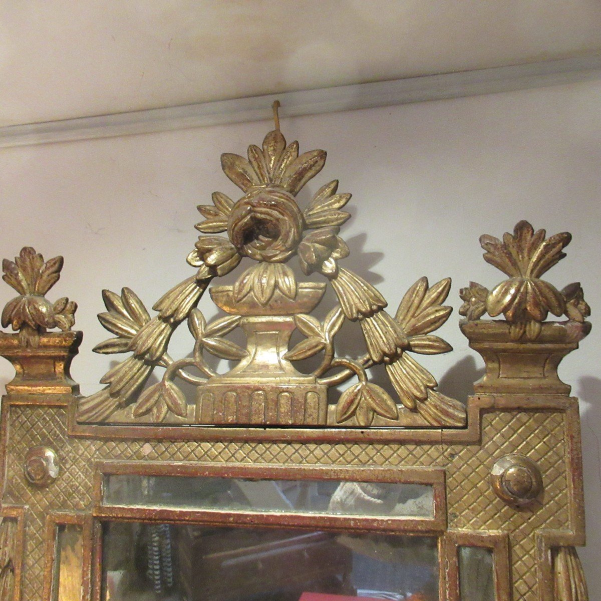 petit miroir époque louis 16 en bois doré-photo-2