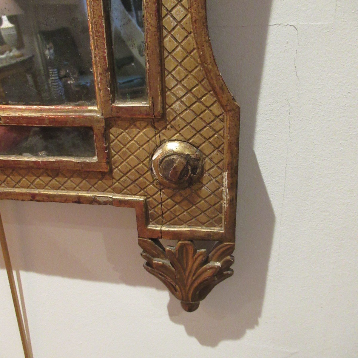 petit miroir époque louis 16 en bois doré-photo-1