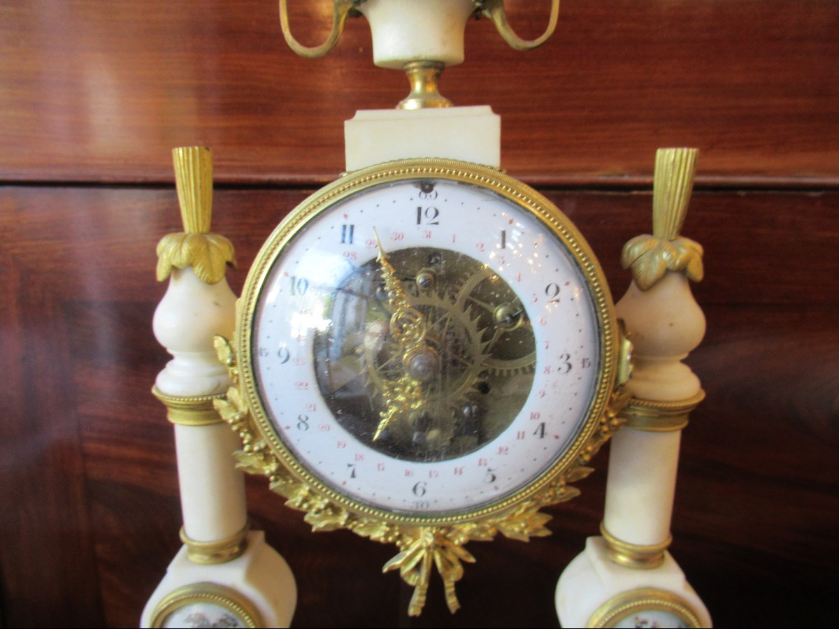 Pendule époque Louis XVI  mouvement squellette  avec quantième des jours-photo-2