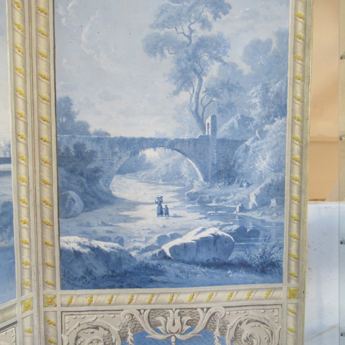 paravent 4 ventaux double face riche décor paysages italiens-photo-4