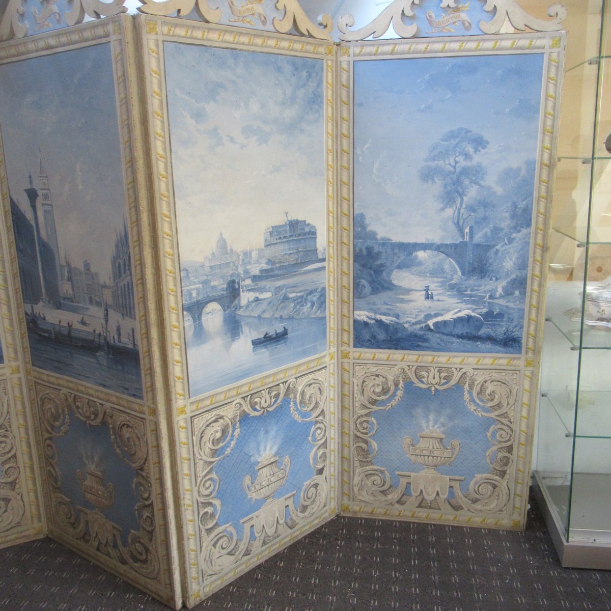 paravent 4 ventaux double face riche décor paysages italiens-photo-4