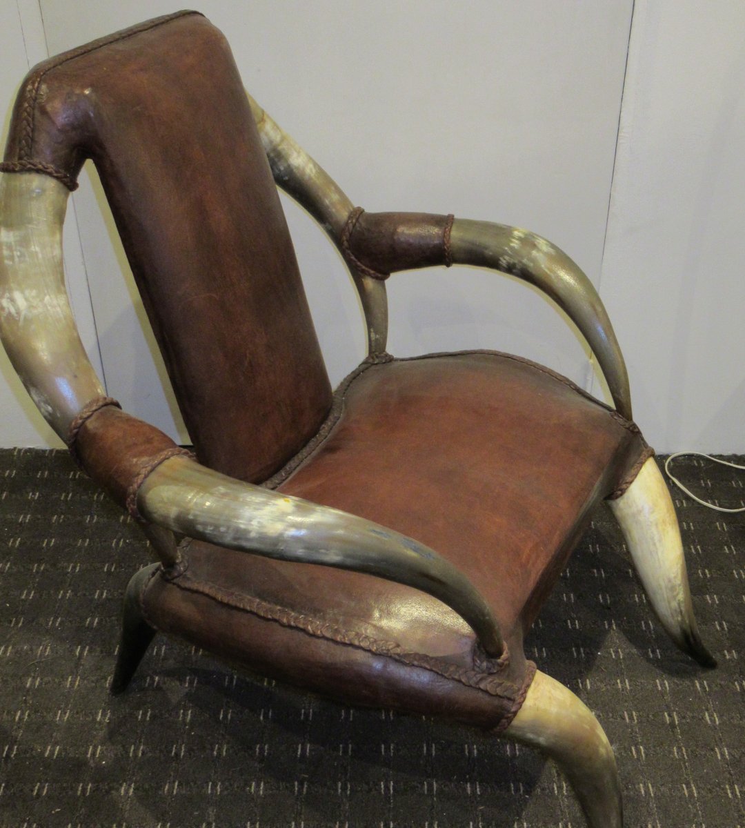 Fauteuil Ethnique En Corne De Buffle-photo-2