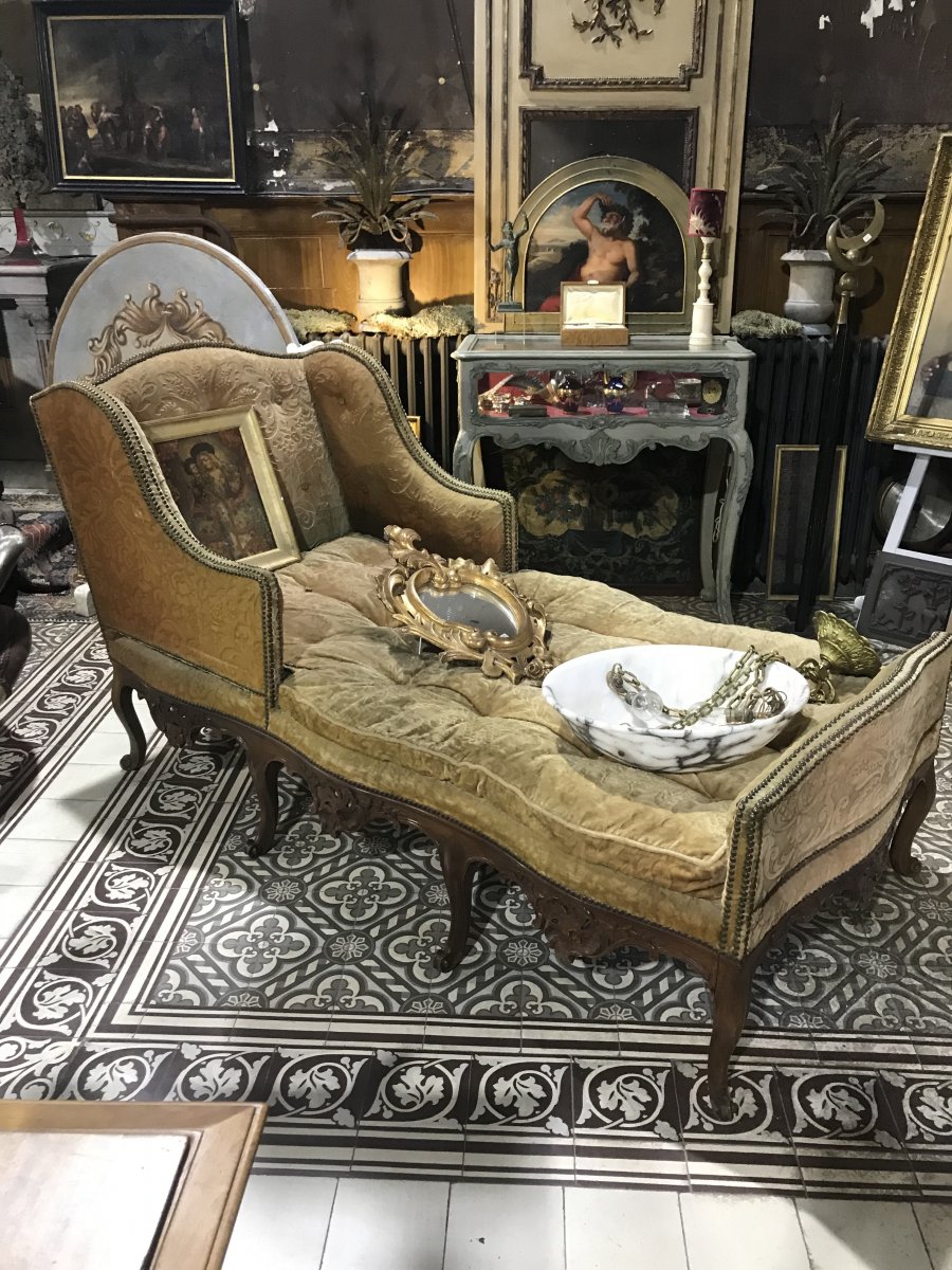Grand Lit De Repos De Style Louis XV En Noyer