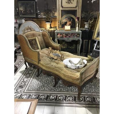 Grand Lit De Repos De Style Louis XV En Noyer