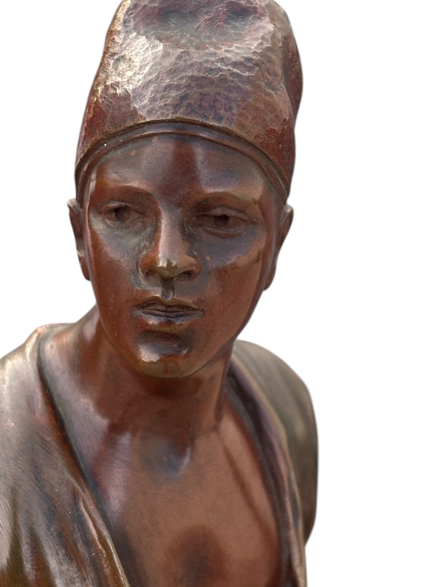 Bronze Tunisian Water Carrier By Didier Debut-photo-3