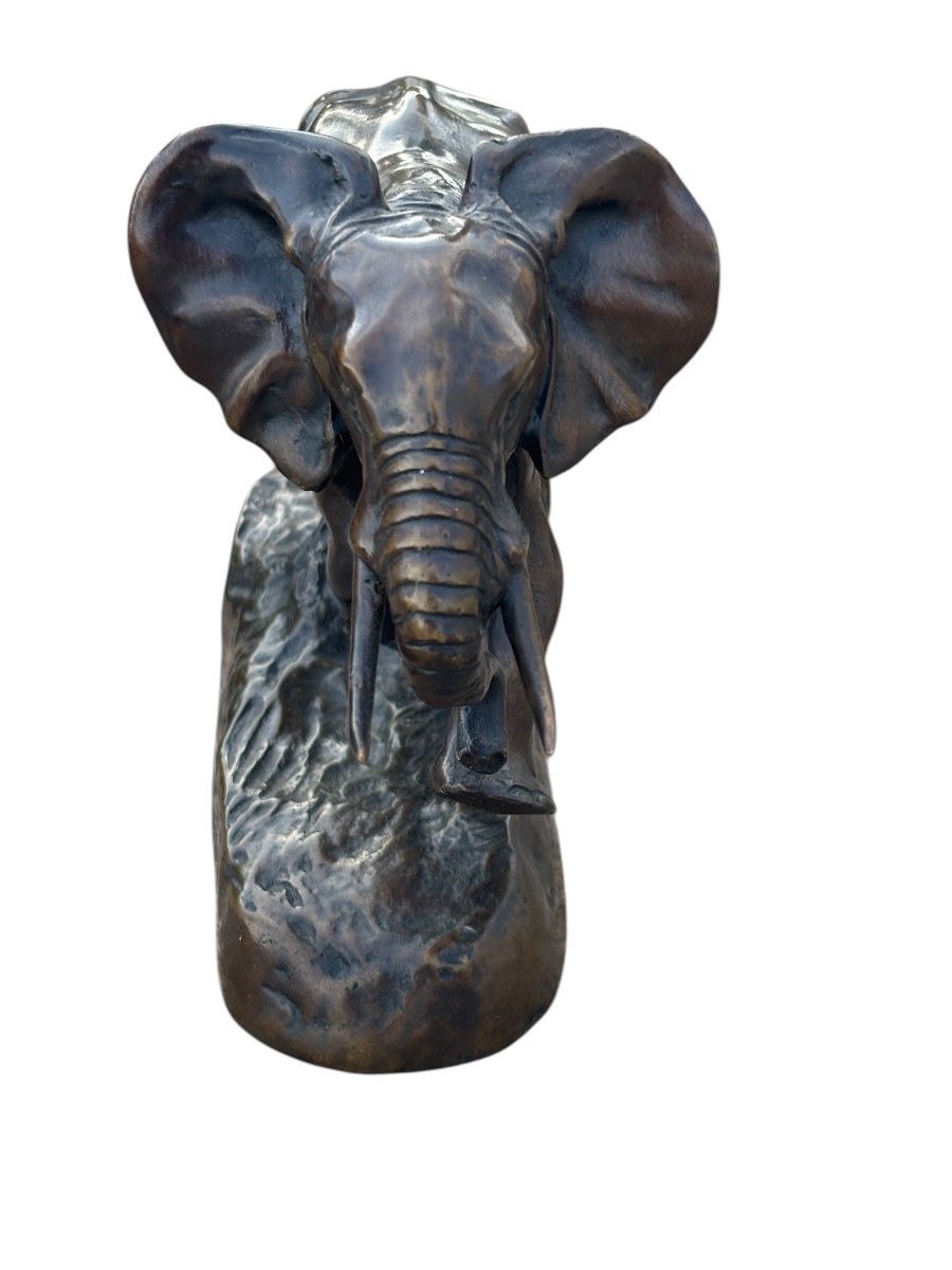 Sculpture Eléphant en bronze d'après Antoine Louis Barye-photo-2