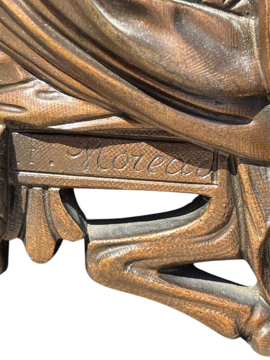 Bronze Sculpture By François Moreau Woman With Harp-photo-3
