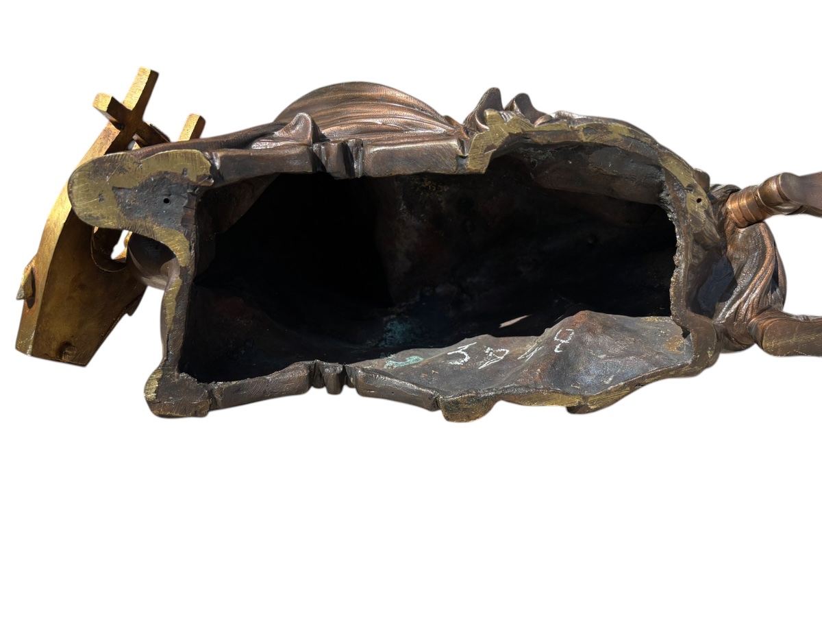 Bronze Sculpture By François Moreau Woman With Harp-photo-4