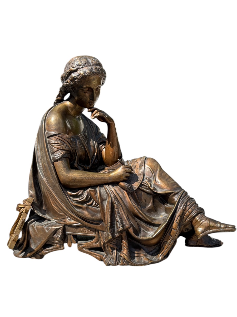 Bronze Sculpture By François Moreau Woman With Harp