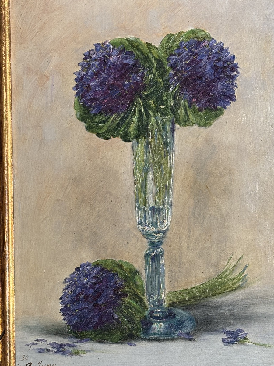 Painting Flowers By Charles Frédéric Jung (1865-1936)-photo-2