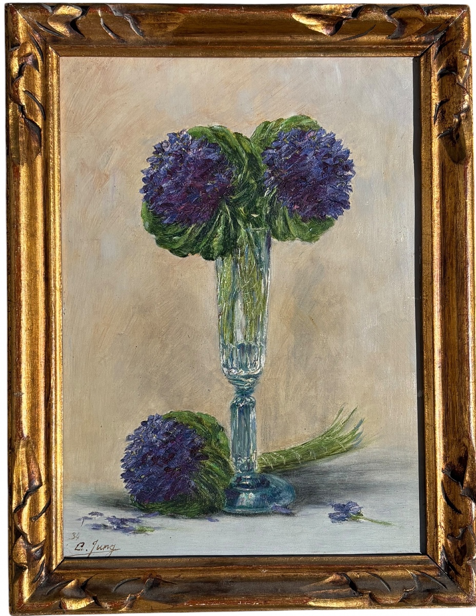 Painting Flowers By Charles Frédéric Jung (1865-1936)
