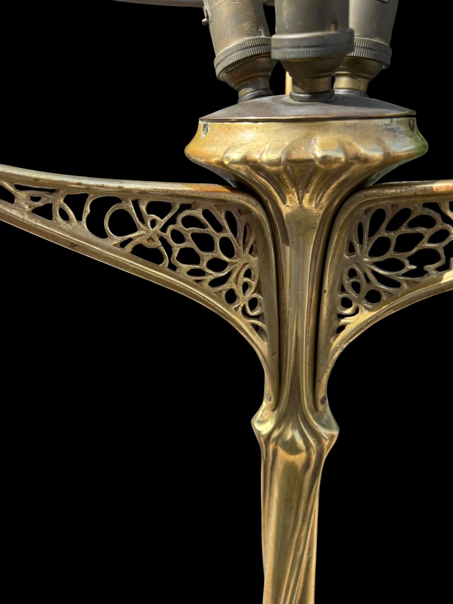 Louis Majorelle ( Toul 1859 - Nancy 1926 ) Ormolu Lamp Base-photo-2