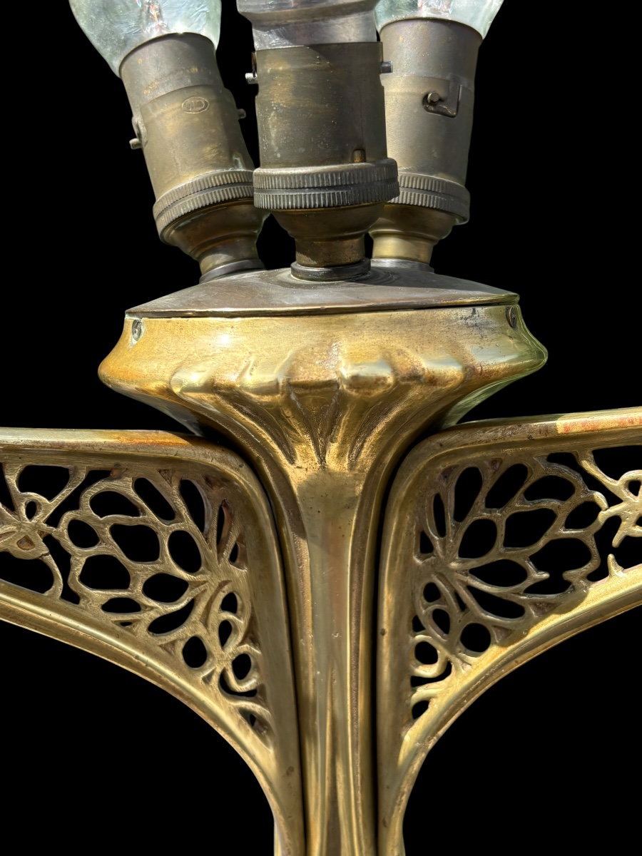 Louis Majorelle ( Toul 1859 - Nancy 1926 ) Ormolu Lamp Base-photo-4