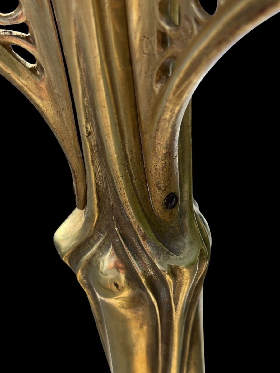 Louis Majorelle ( Toul 1859 - Nancy 1926 ) Ormolu Lamp Base-photo-2