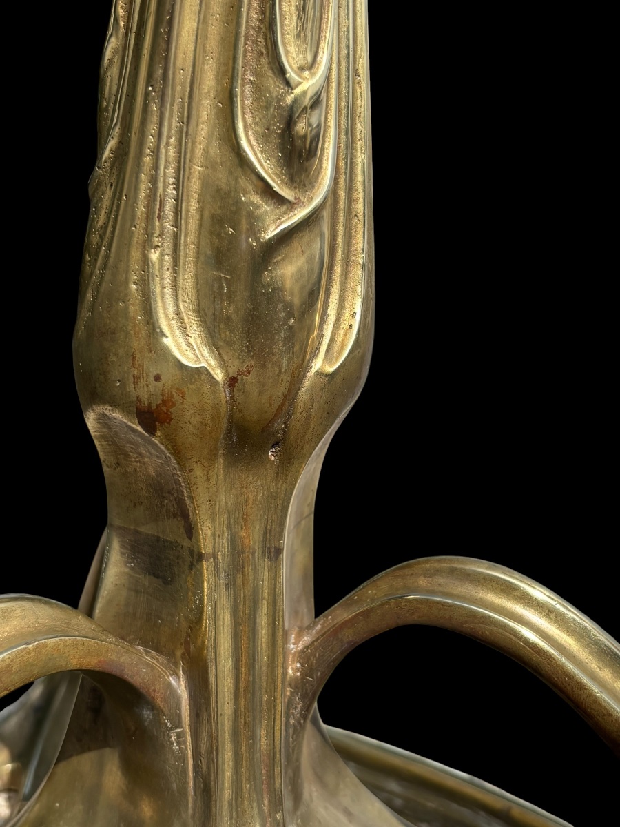 Louis Majorelle ( Toul 1859 - Nancy 1926 ) Ormolu Lamp Base-photo-4