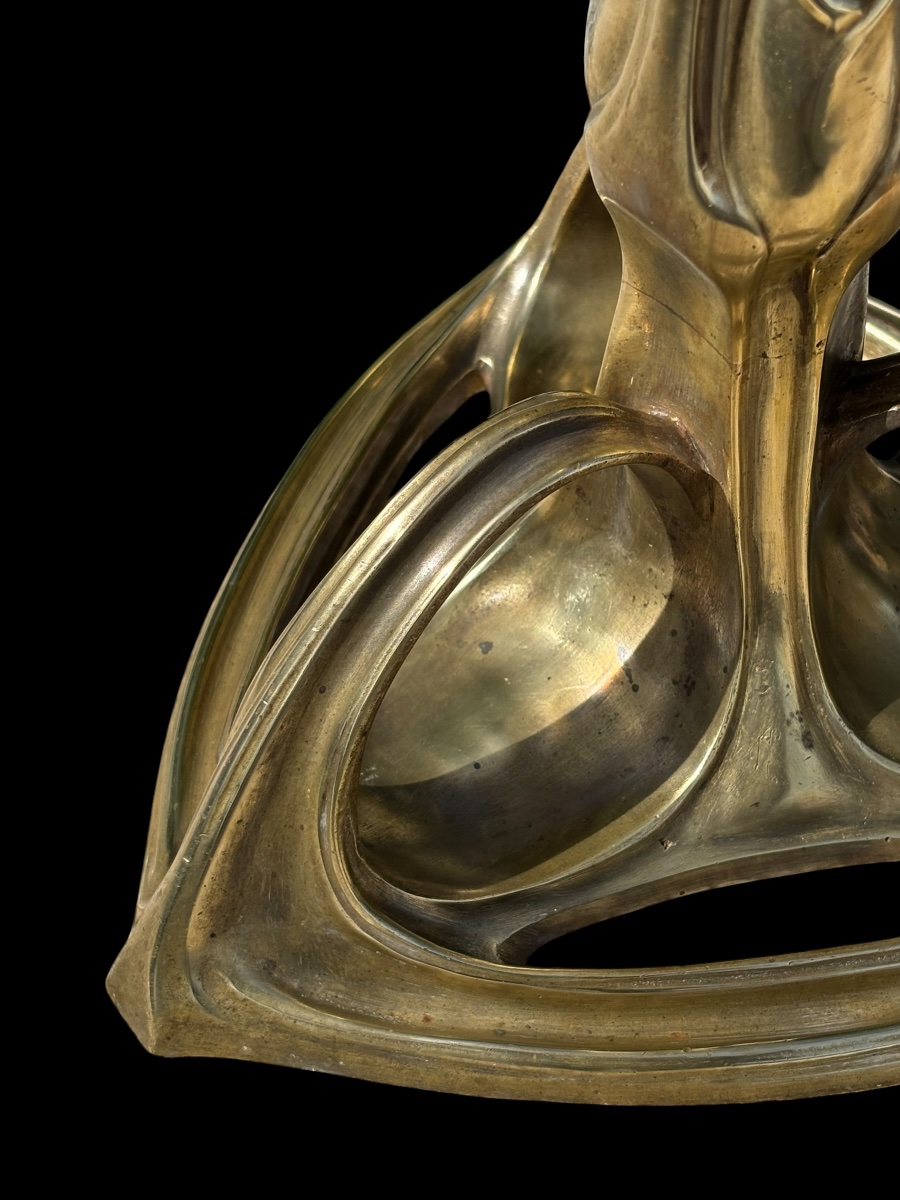 Louis Majorelle ( Toul 1859 - Nancy 1926 ) Ormolu Lamp Base-photo-7