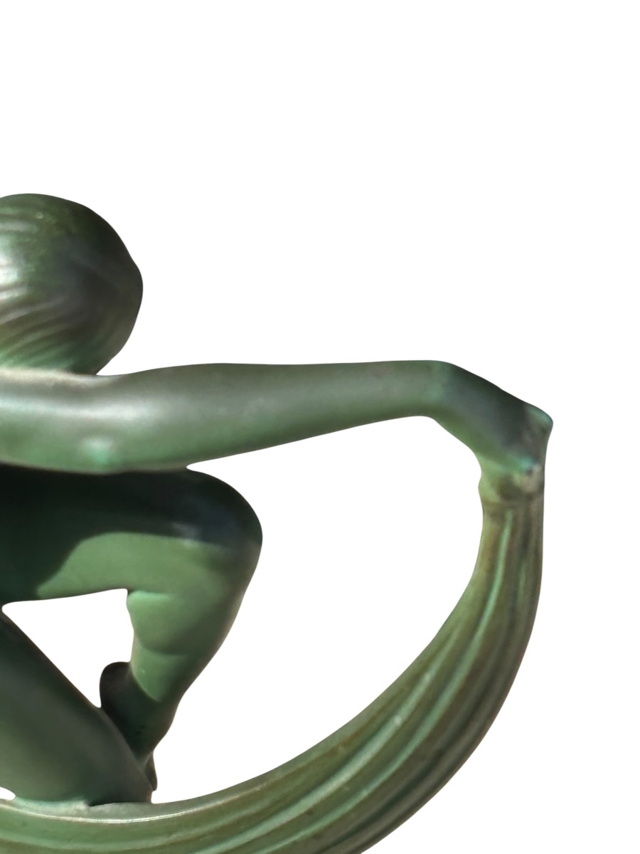Dancer With Drapery, Signed Denis, In Spelter On A Marble Base-photo-1