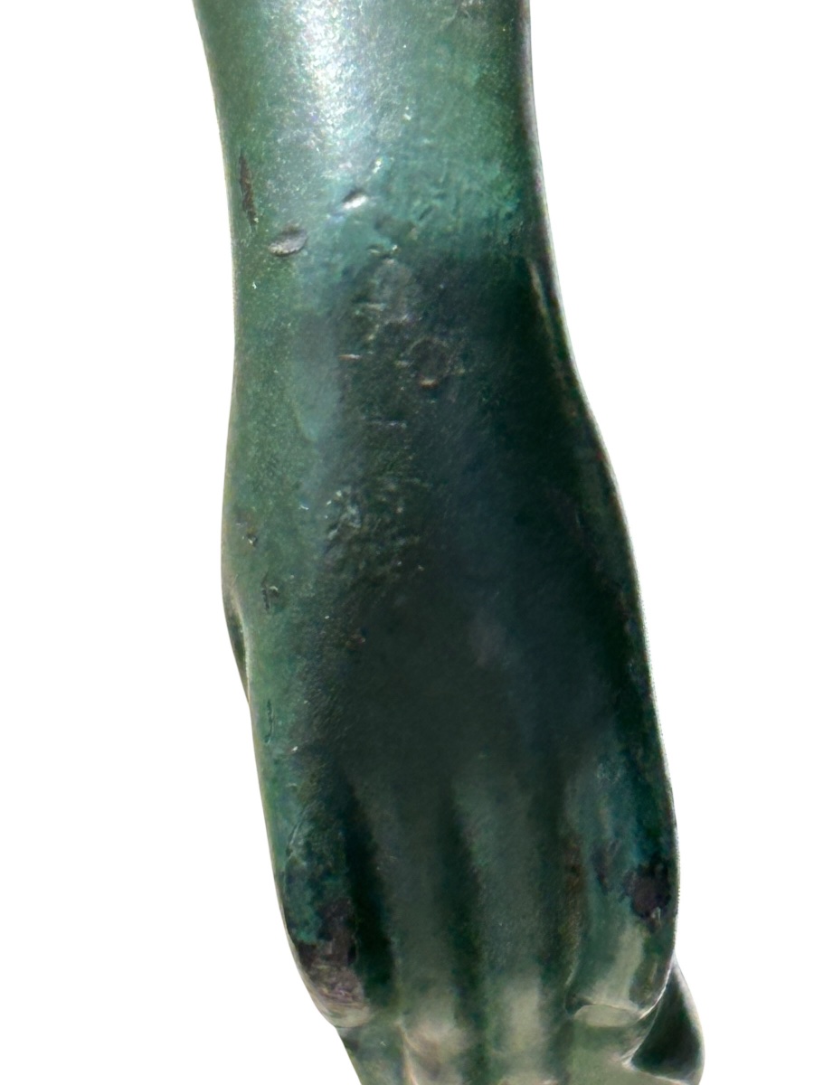 Dancer With Drapery, Signed Denis, In Spelter On A Marble Base-photo-3