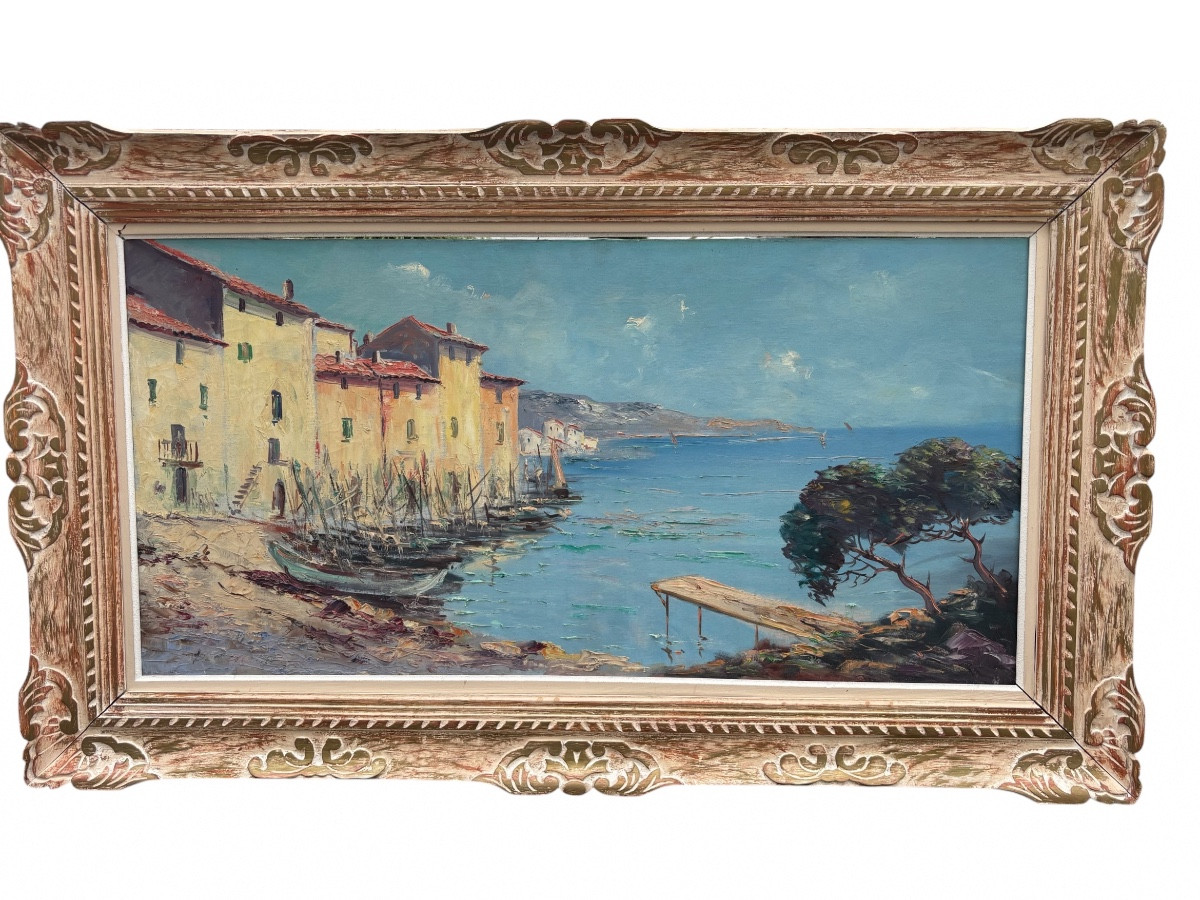 Tableau vu de port de Eugene Delestre (1862-1919)