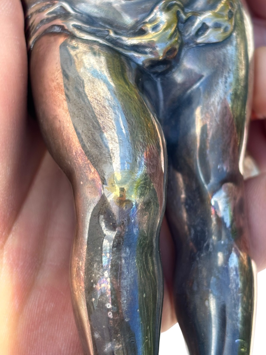 Pair Of Silver-plated Bronze Figures Of Two Children By Louis Kley ( 1833 - 1911 )-photo-3