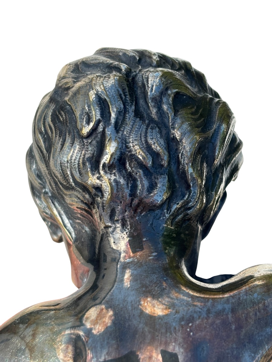 Pair Of Silver-plated Bronze Figures Of Two Children By Louis Kley ( 1833 - 1911 )-photo-1