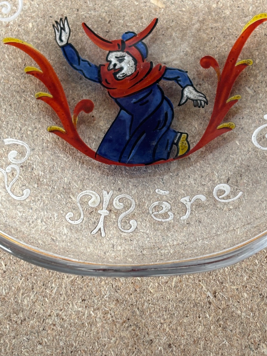 Humorous Trinket Dish: “c’est La Mère Michel” By émile Gallé, Made Of Enameled Glass -photo-2