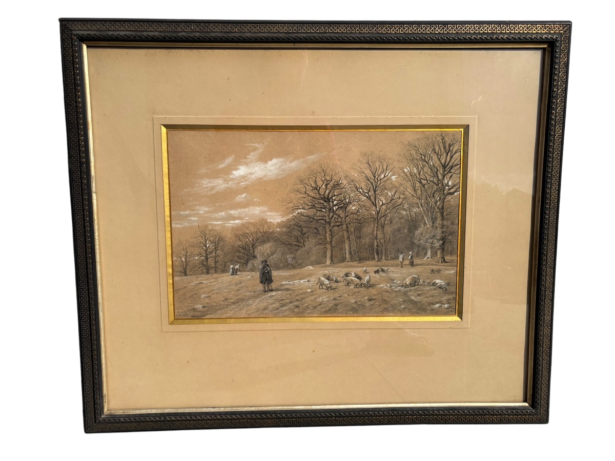 Large Drawing By François émile Michel (1828–1909) 