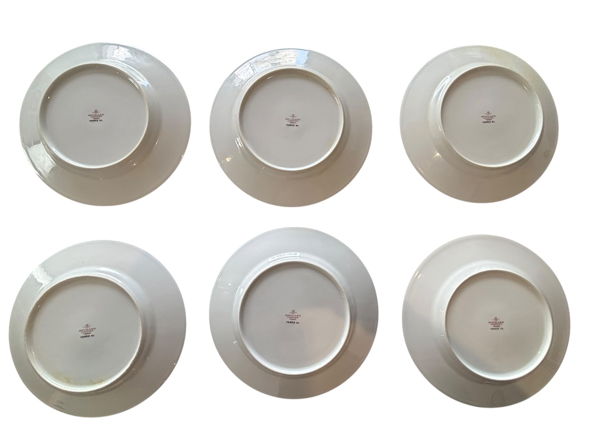 Set Of 6 Haviland Thistle Dinner Plates-photo-2